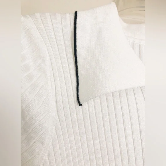 White Ribbed Maxi Dress with Buttons - Picture 11 of 16